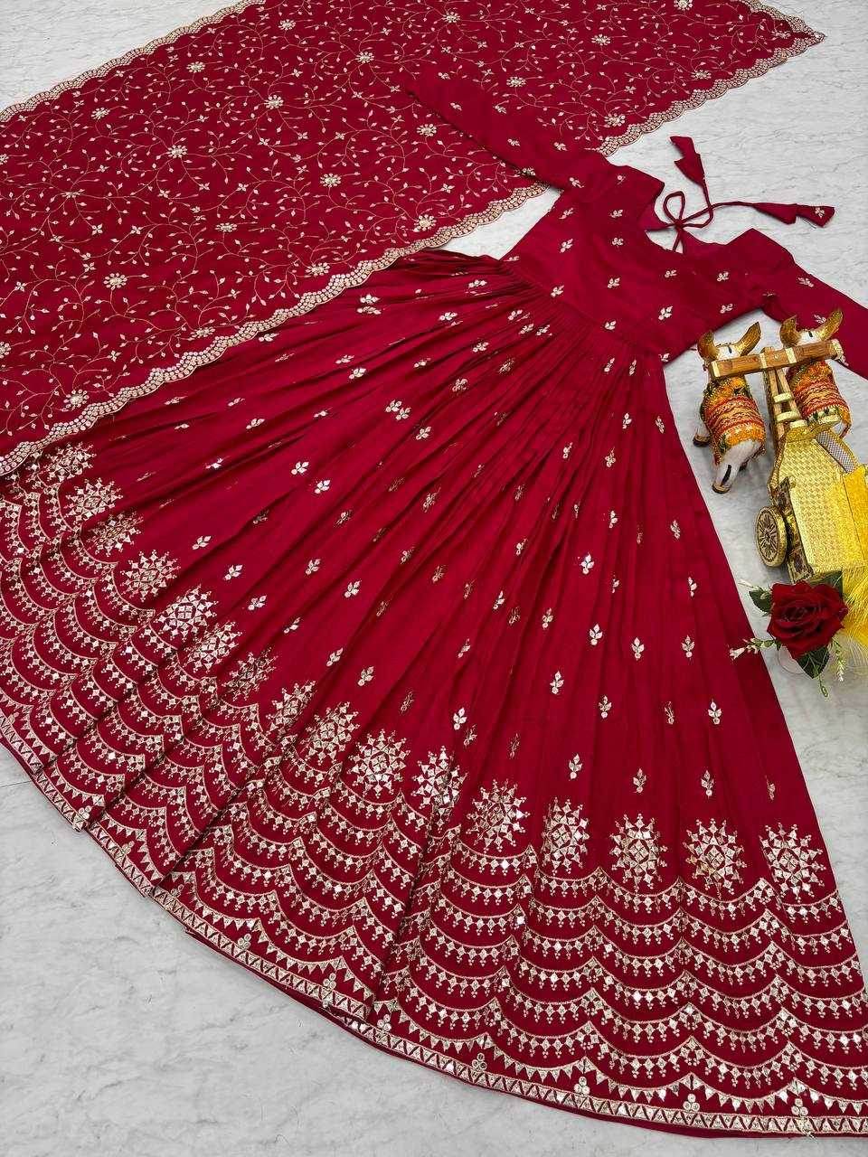 Vichitra Silk Embroidery Long Gowns - MYLUXURY LANE ENTERPRISE